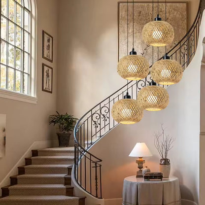 Royallure Bamboo Rattan Wall Lamp Handwoven Wicker Light Fixture for Room Decor
