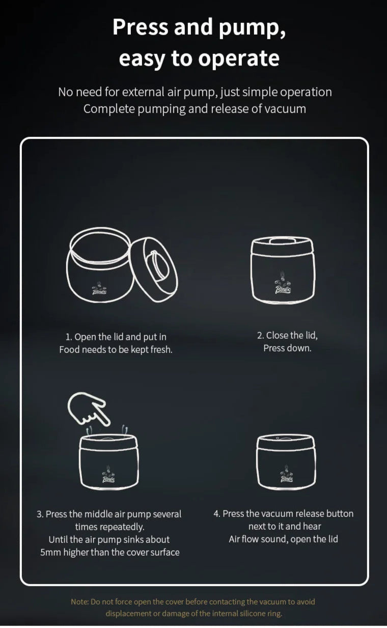 Royallure Stainless Steel Coffee Canister with Manual Vacuum Seal for Fresh Beans
