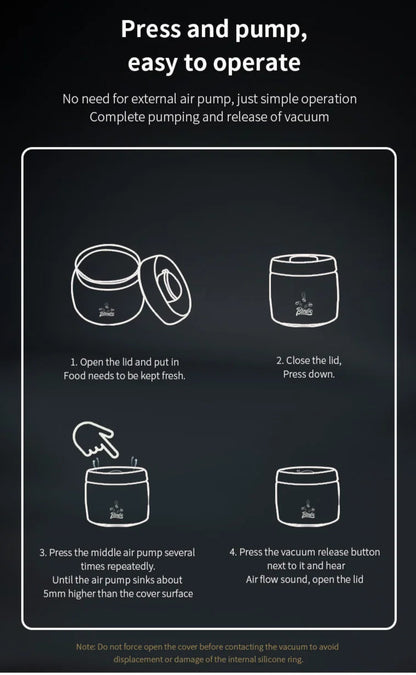 Royallure Stainless Steel Coffee Canister with Manual Vacuum Seal for Fresh Beans