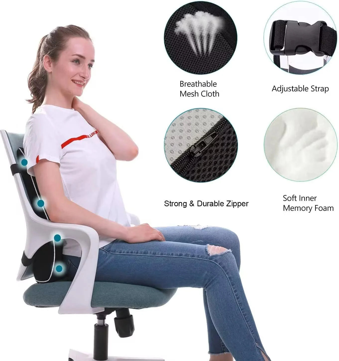 Luxora Ergonomic Lumbar Support Pillow for Office Chair and Car Seat