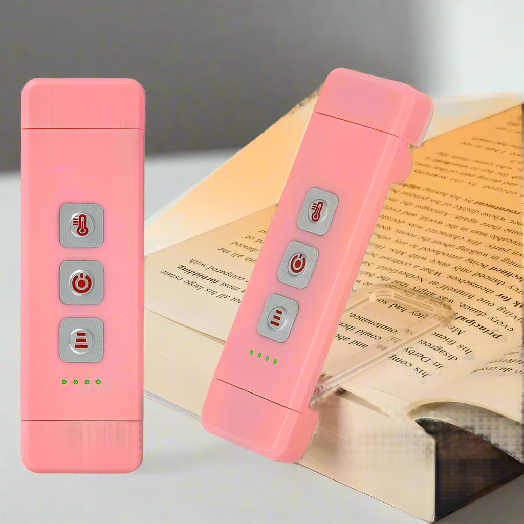 Clip-on Book Light, USB Rechargeable Reading Light with Timer, Portable LED Bookmark Light for Bedside & Desk - Pink