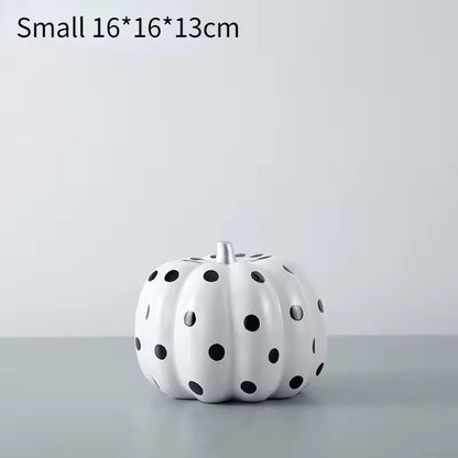 Royelux Black White Pumpkin Resin Ornament Modern Desktop Home Office Decor