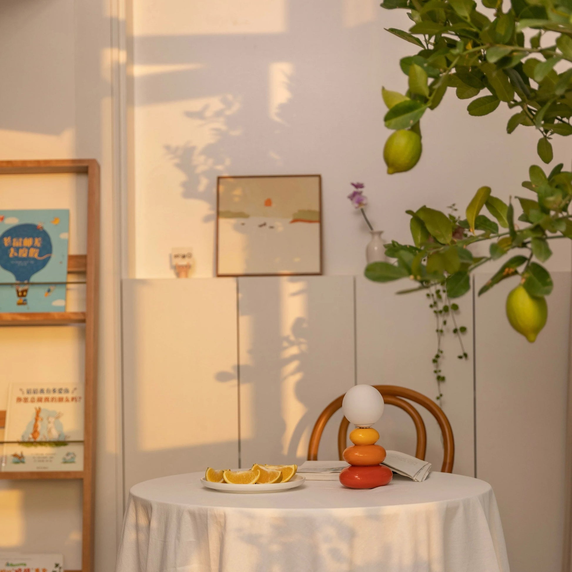 Lumora Sculptural Glazed Ceramic Table Lamp, Opal Orb Diffuser