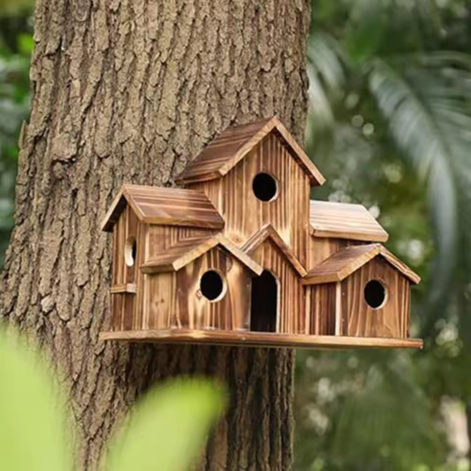 Luxora Wooden Birdhouse with Rustic Design - Durable Safe Shelter for Birds