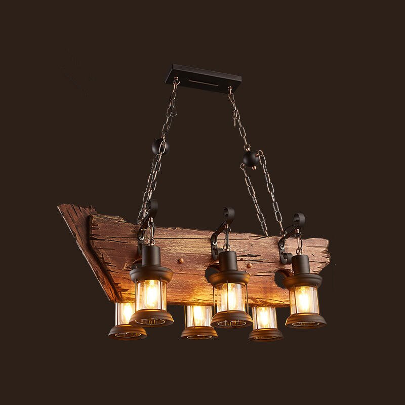 Royaleva Antique Industrial Wood LED Ceiling Light - Pendant Lamps For Vintage Home Decor
