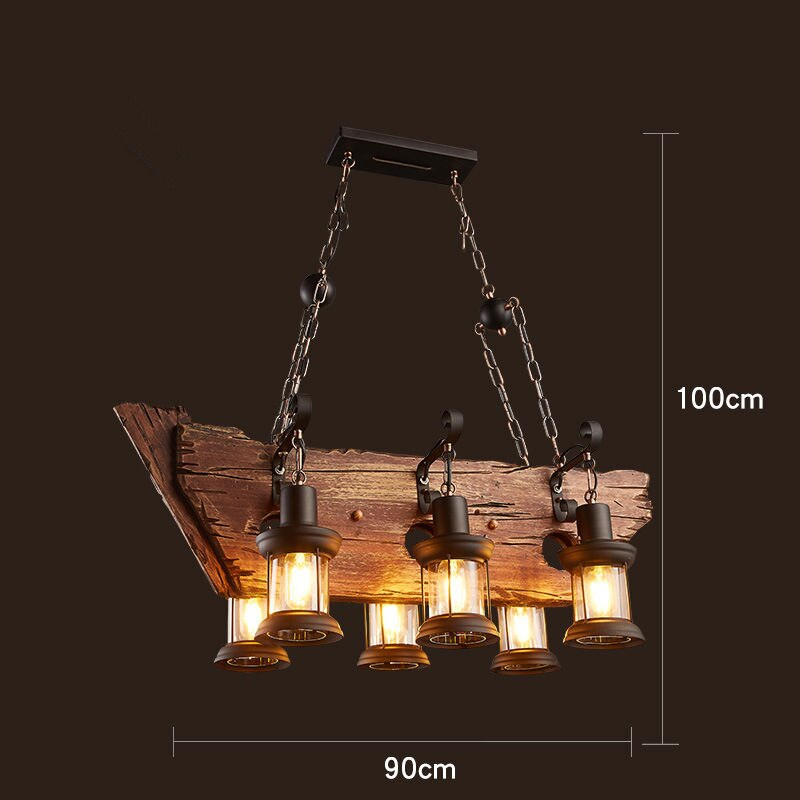 Royaleva Antique Industrial Wood LED Ceiling Light - Pendant Lamps For Vintage Home Decor