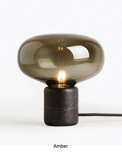 LuxRoyale Contemporary Amber Glass Table Lamp with Marble Base