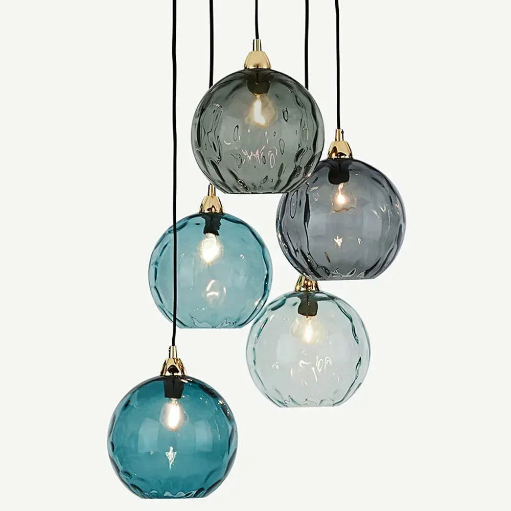 Luxora Colored Glass Ball Pendant Light, Modern Hanging Lamp for Living Room