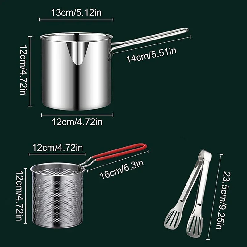Royallure 304 Stainless Steel Deep Frying Pot with Strainer for Chicken & More