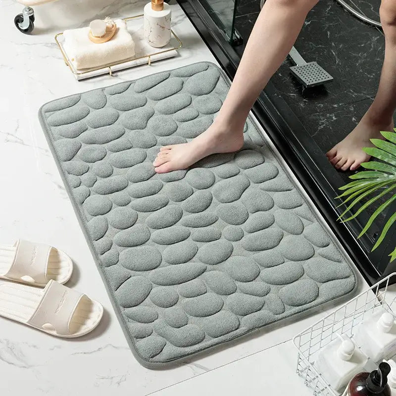 Royallure Cobblestone Memory Foam Bath Mat – Soft, Machine-Washable, Non-Slip Rug
