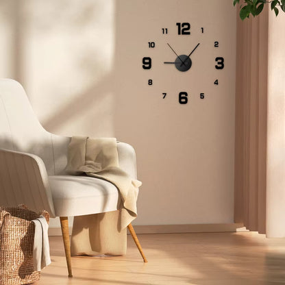 LuxRoyale Frameless Self-Adhesive 3D Wall Clock, Modern Minimalist DIY Decor