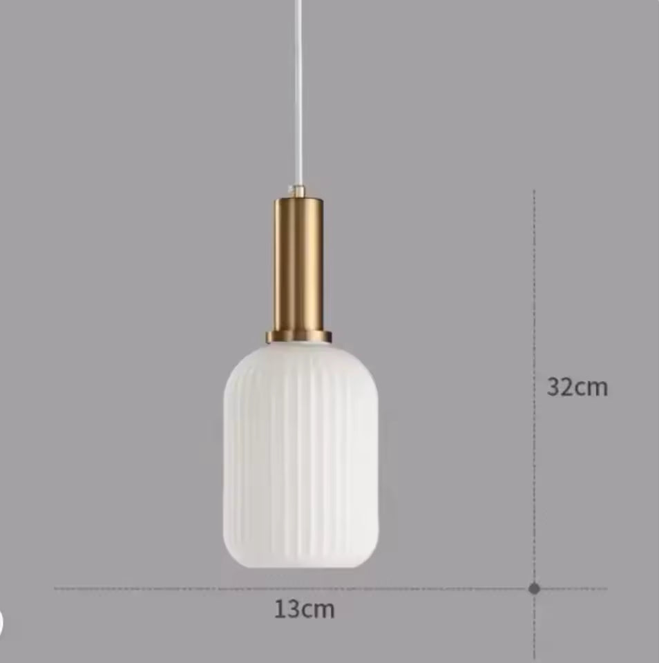 Luxora Nordic Glass Pendant Light, Brass Finish Warm Glow Hanging Lamp