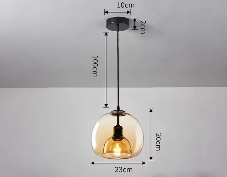 LuxRoyale Minimalist Smoked Glass Dome Pendant Light for Kitchen, Dining, Bar and Bedroom
