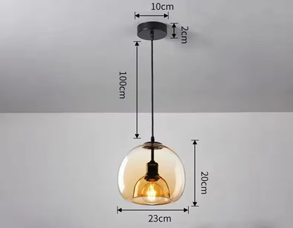 LuxRoyale Minimalist Smoked Glass Dome Pendant Light for Kitchen, Dining, Bar and Bedroom