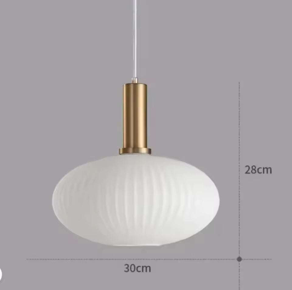 Luxora Nordic Glass Pendant Light, Brass Finish Warm Glow Hanging Lamp
