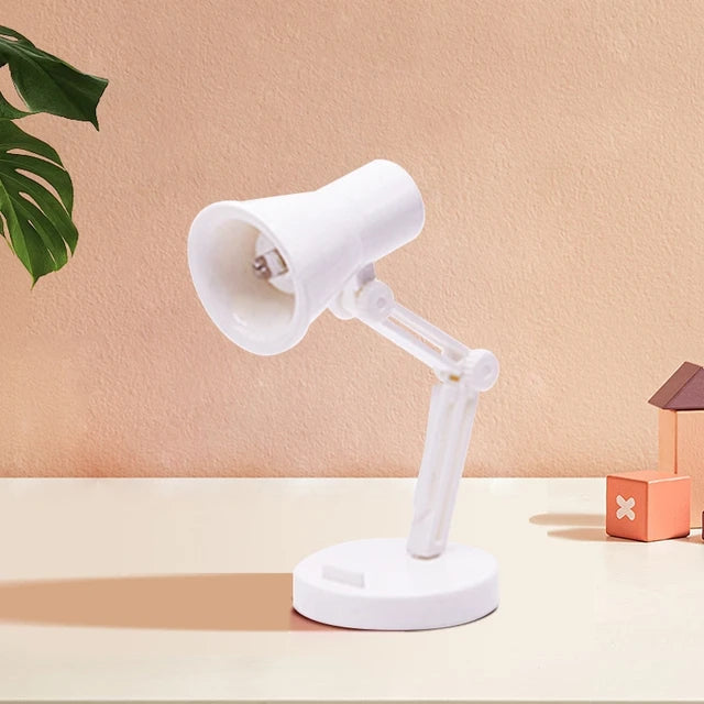 Mini LED Book Light with Clip, Foldable Small Desk Lamp for Reading, Bedside & Study - White