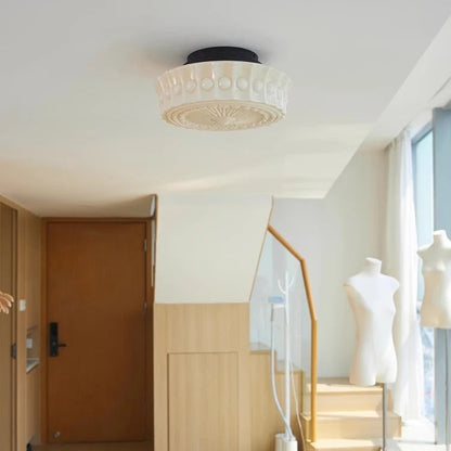RoyaleGlow Art Deco Ivory Opal Milk Glass Schoolhouse LED Ceiling Light, 4000K Dimmable