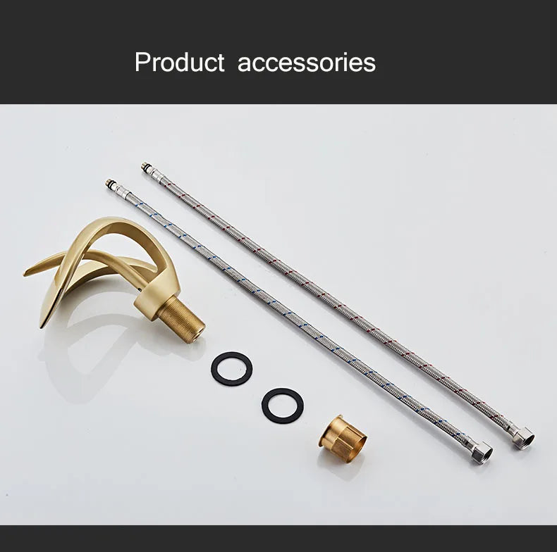 Luxora Modern Brass Bathroom Faucet with Waterfall Spout & Single Handle Hot & Cold