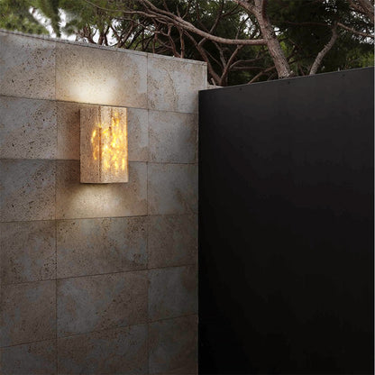 LuxRoyale Natural Travertine LED Wall Sconce- Wabi Sabi Cube Up Down Light