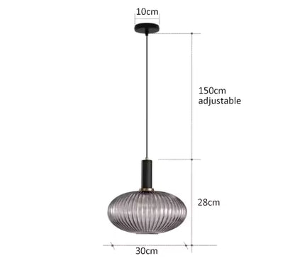 Luxora Nordic Glass Pendant Light, Brass Finish Warm Glow Hanging Lamp