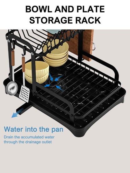 Royallure 2-Tier Dish Drying Rack with Drainboard Kitchen Countertop Bowl Organizer