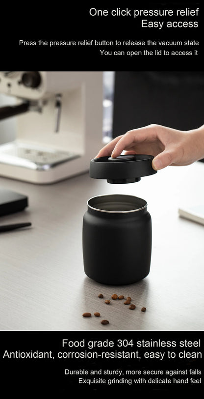 Royallure Stainless Steel Vacuum Sealed Coffee Canister for Beans, Tea & Kitchen