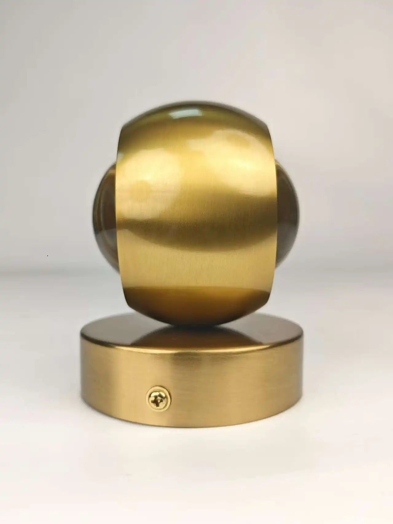 LuxRoyale Minimalist Polished Wall Light With Crystal Hourglass Core Dual Arcs