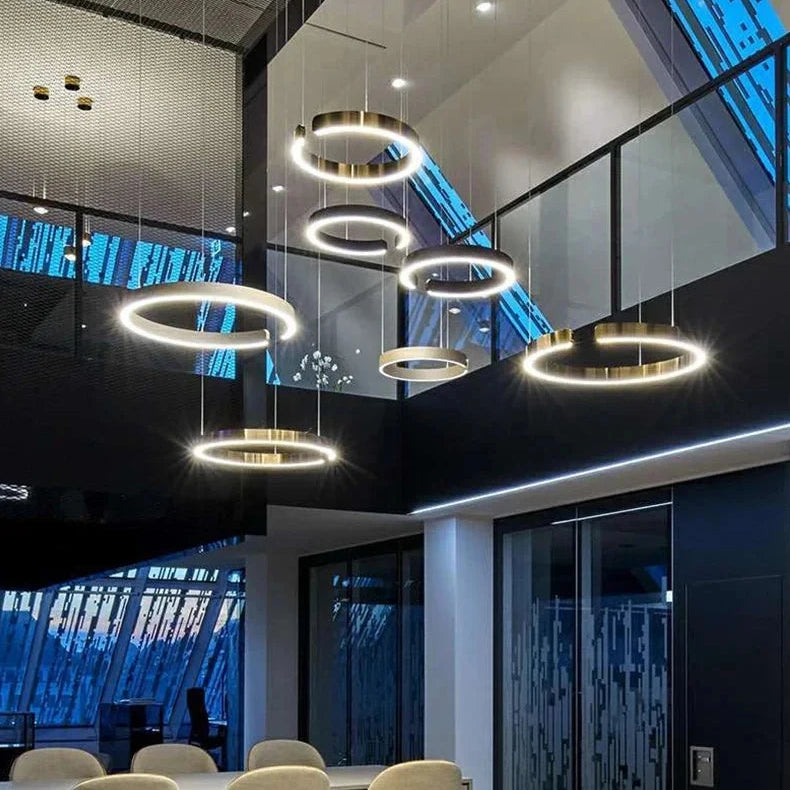 Rayvia Modern LED Pendant Light Round Design With Adjustable Brightness Warm White