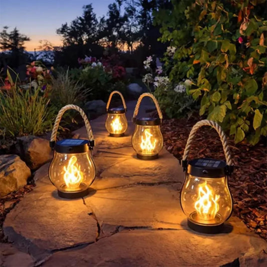 LuxRoyale Premium Solar Powered Outdoor Lanterns With Realistic Flame