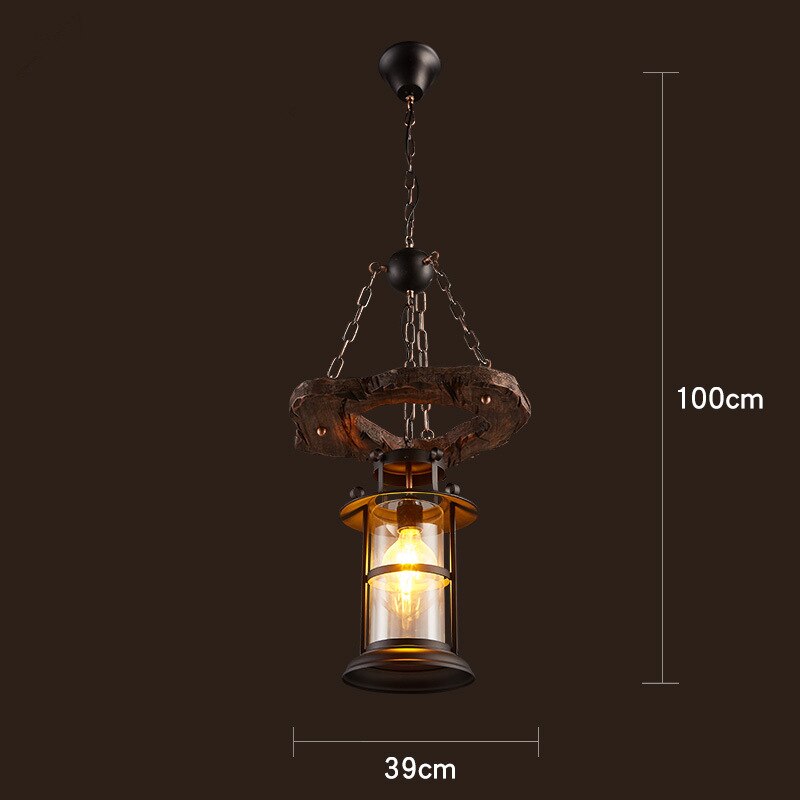 Royaleva Antique Industrial Wood LED Ceiling Light - Pendant Lamps For Vintage Home Decor