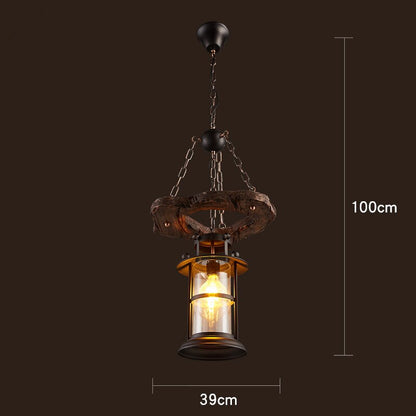 Royaleva Antique Industrial Wood LED Ceiling Light - Pendant Lamps For Vintage Home Decor