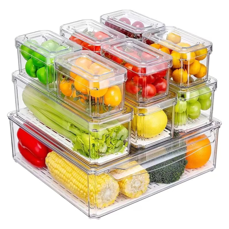 LuxRoyale Premium Clear Refrigerator Organizer Bins Stackable Food Storage Set of 10