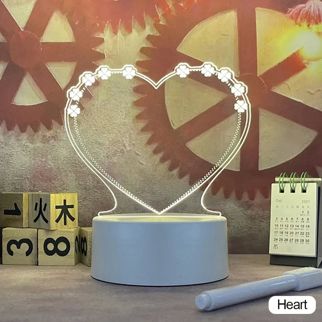 Creative LED Noteboard Night Lamp - Heart