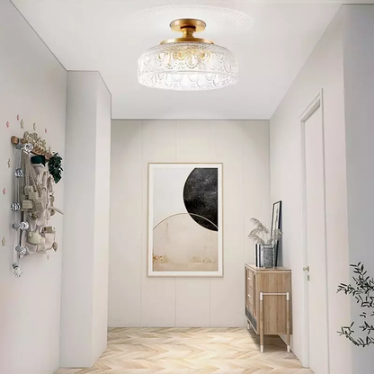Royelux Mid-Century Green Textured Glass Flush Mount Ceiling Light