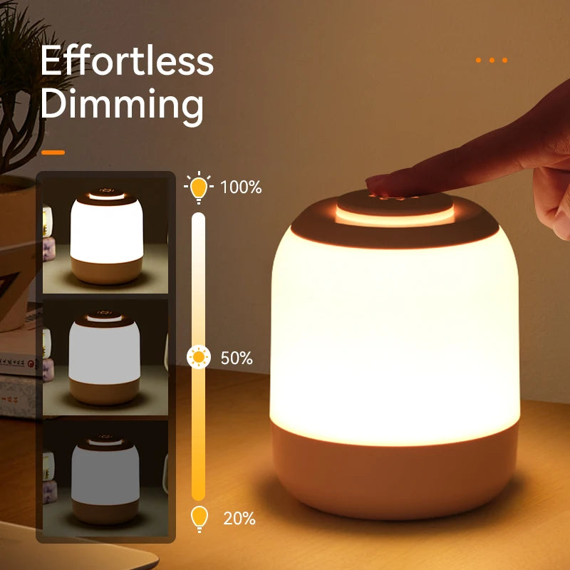 Rayvia Touch Sensor LED Table Lamp - Portable Night Light for Bedroom & Kids - Pink / Rechargeable Style