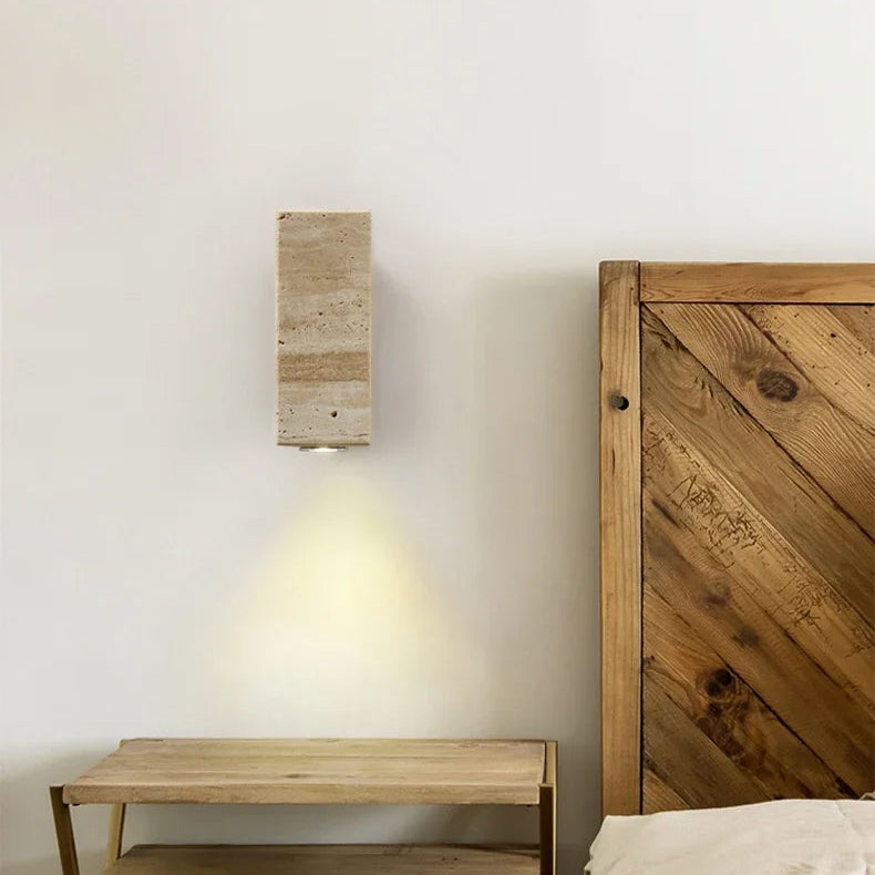 LuxRoyale Luxurious Wabi Sabi Yellow Marble Dimmable Wall Lamp - Travertine Stair Corridor Decor Sconce