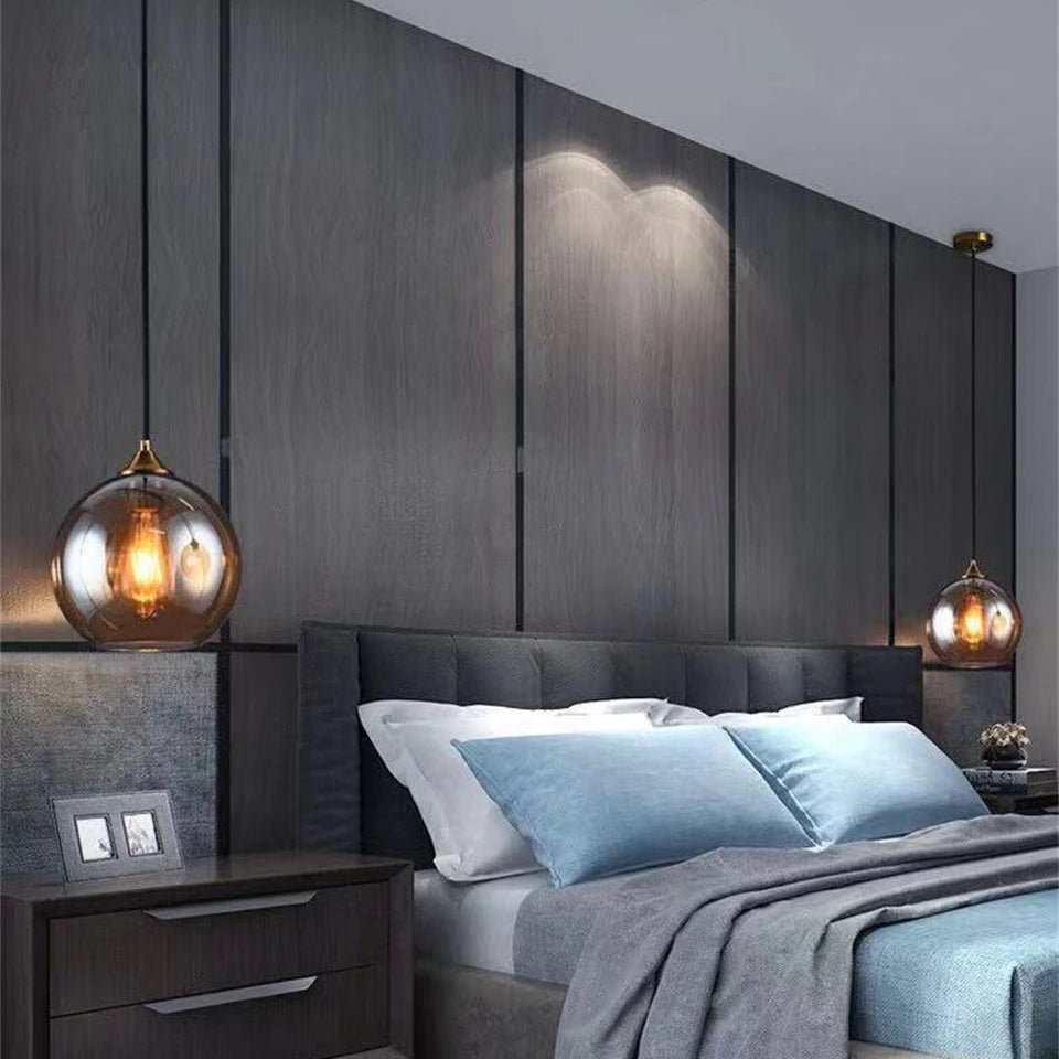 LuxRoyale Modern Luxury LED Pendant Light - Smoky Gray Glass