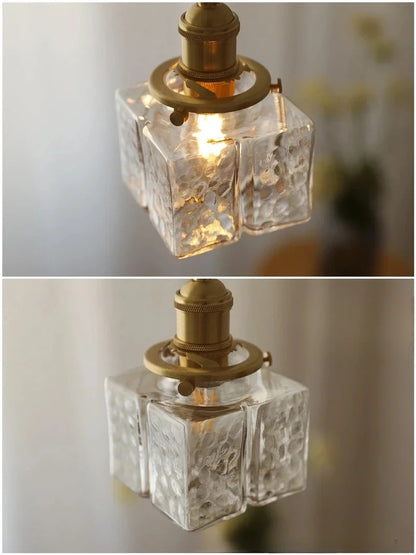 LuxRoyale Vintage Hand-Textured Glass Pendant Light With Antique Brass Hardware