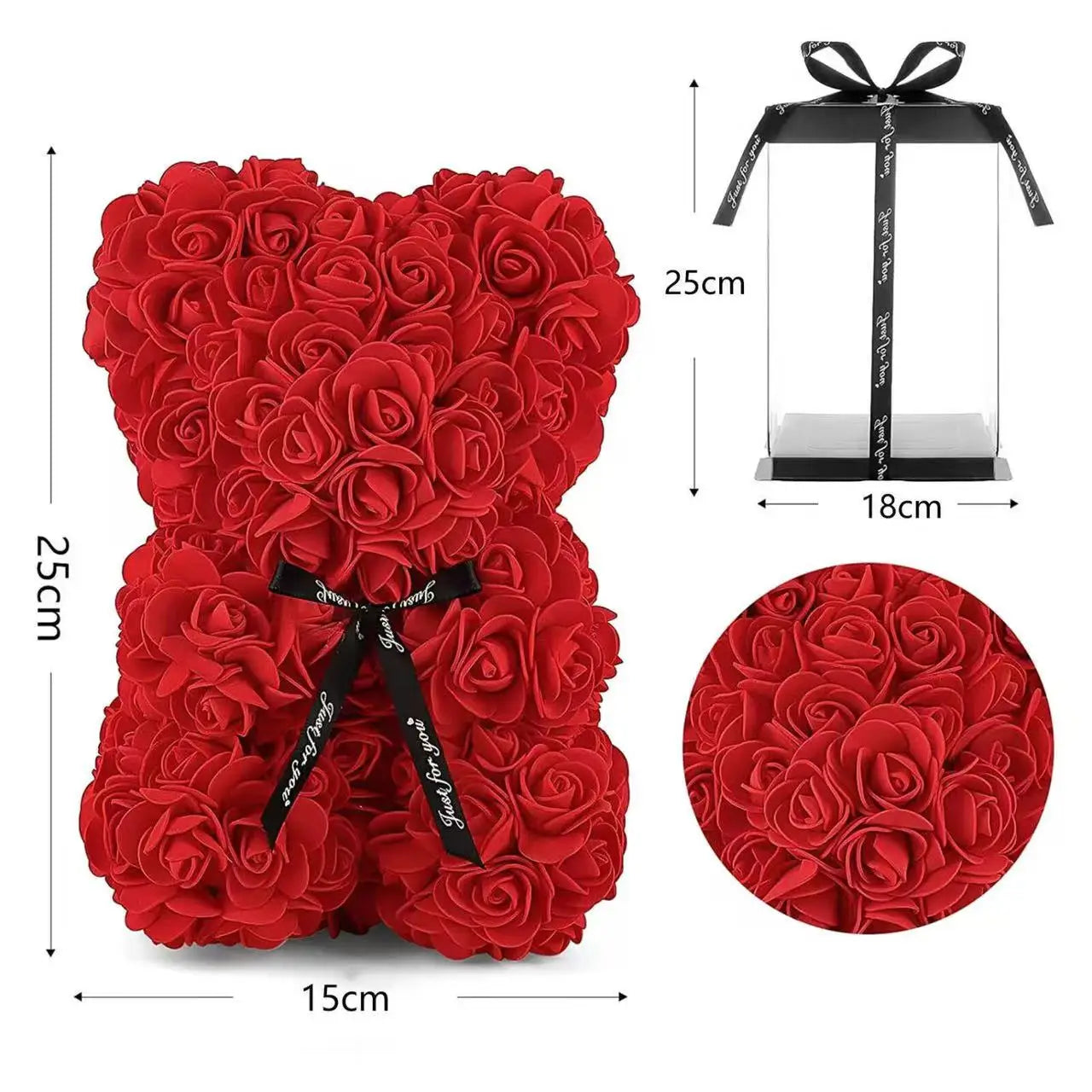 Royallure Rose Teddy Bear - Romantic Gift for Valentine's Day, Soft Foam Roses