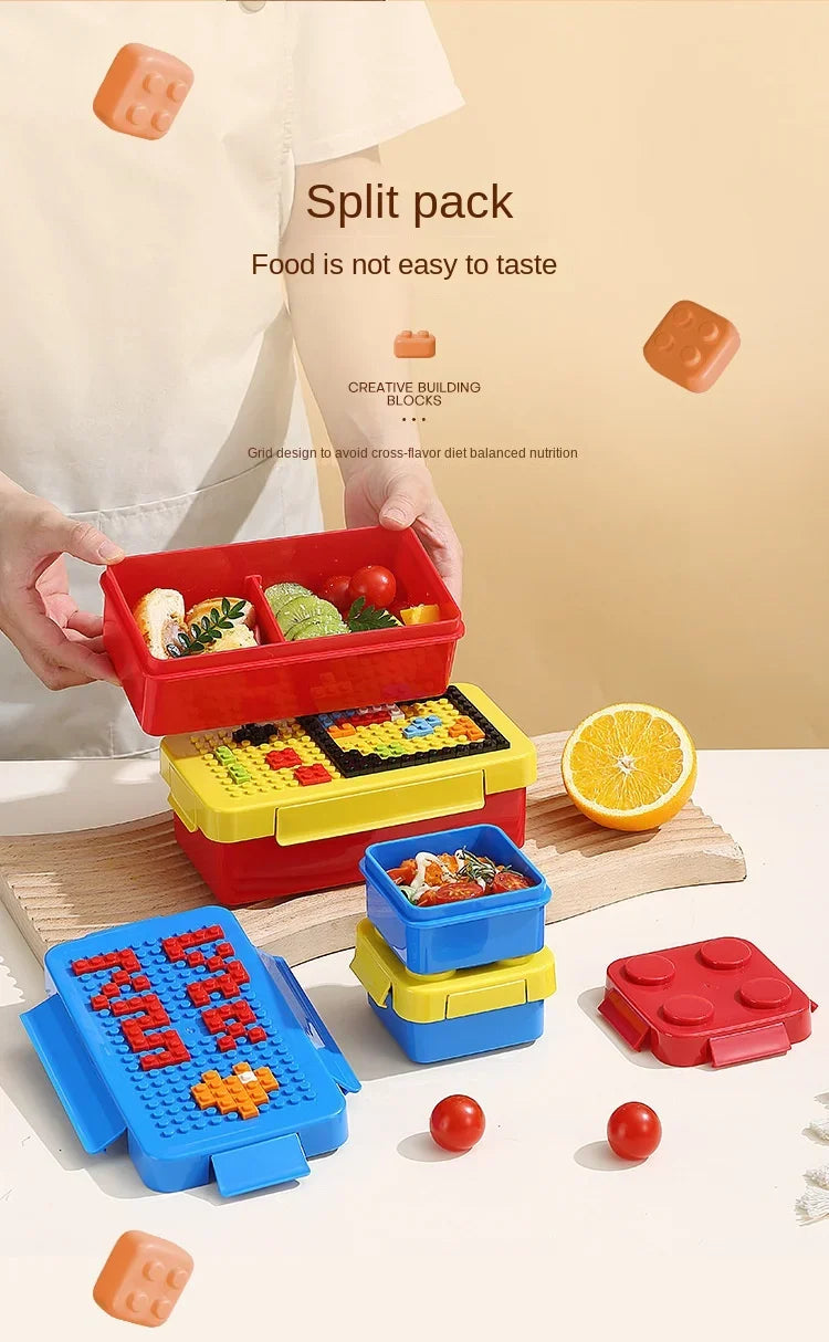Royallure Building Block Bento Lunch Box, Colorful Sealed Food Storage Container for Kids, Salad & Office Meals