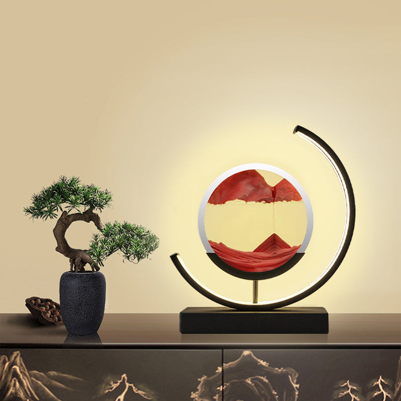 Royallure 3D Hourglass LED Lamp - Mesmerizing Sand Art for Home Decor - White Moon-green