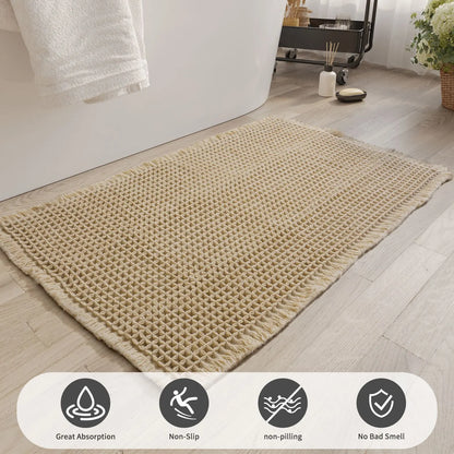 Royallure Non-Slip Bath Mat, Ultra-Absorbent Quick-Dry Bathroom Rug, Soft Waffle Design