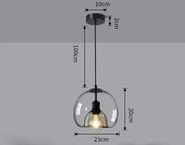 LuxRoyale Minimalist Smoked Glass Dome Pendant Light for Kitchen, Dining, Bar and Bedroom