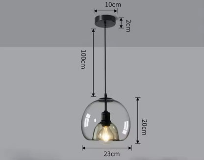 LuxRoyale Minimalist Smoked Glass Dome Pendant Light for Kitchen, Dining, Bar and Bedroom