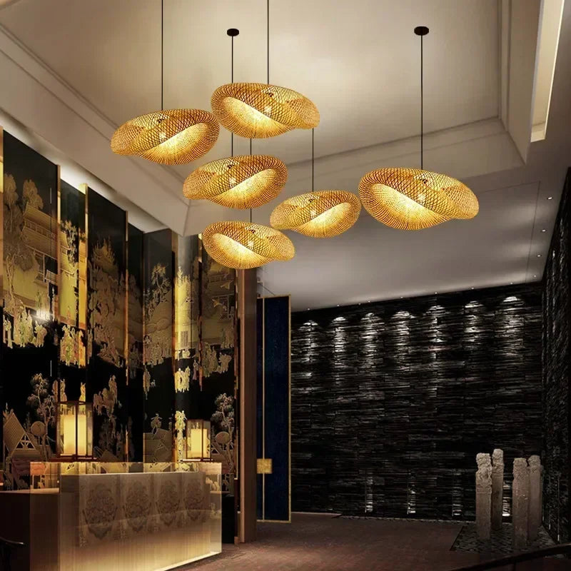 Bamboo Woven Pendant Light - Handcrafted Rattan Hanging Ceiling Lamp - Default Title
