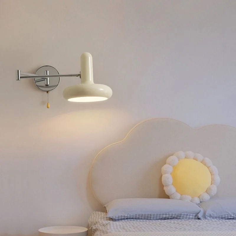 RoyaleGlow Cream Adjustable Wall Sconce - Modern Swing Arm Reading Light