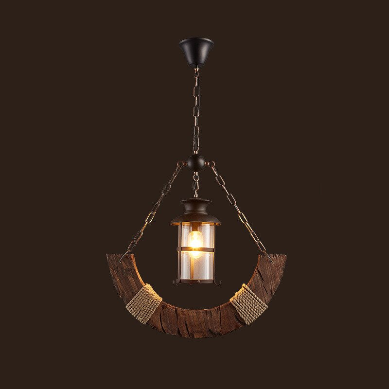 Royaleva Antique Industrial Wood LED Ceiling Light - Pendant Lamps For Vintage Home Decor