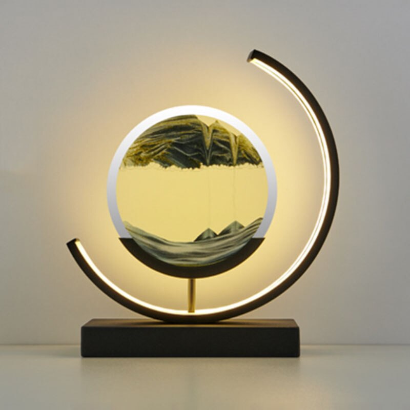 Royallure 3D Hourglass LED Lamp - Mesmerizing Sand Art for Home Decor - Black Moon-black