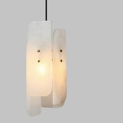 RoyaleGlow Modern Alabaster Pendant Light - Brass Hanging Lamp for Dining, Kitchen, Bedroom