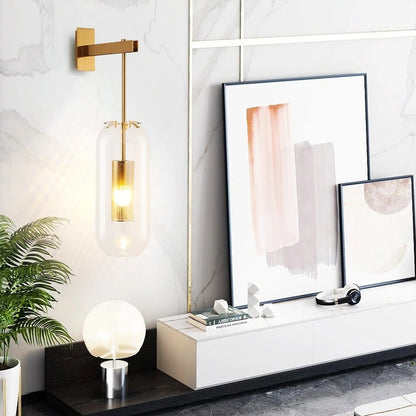 Luxora Gold Finish Glass Cylinder Wall Sconce - Modern Honeycomb Lighting